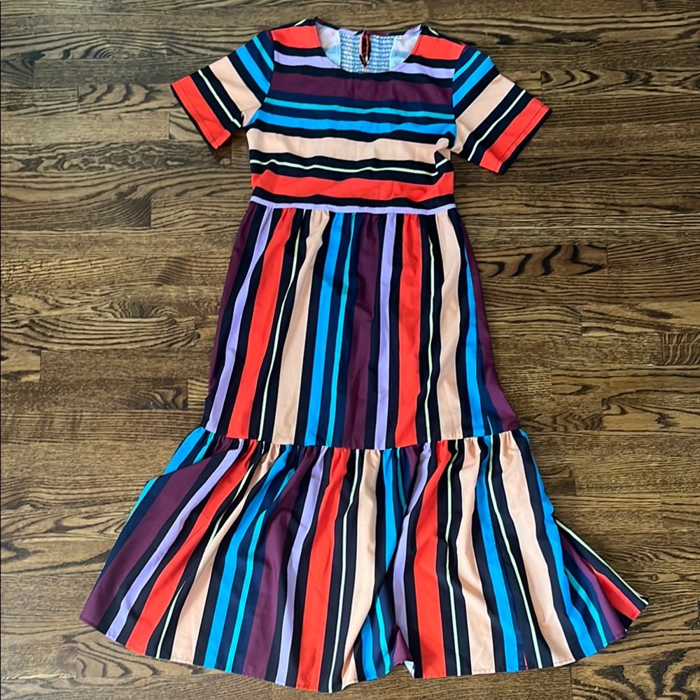 Colorful Striped Midi Dress
